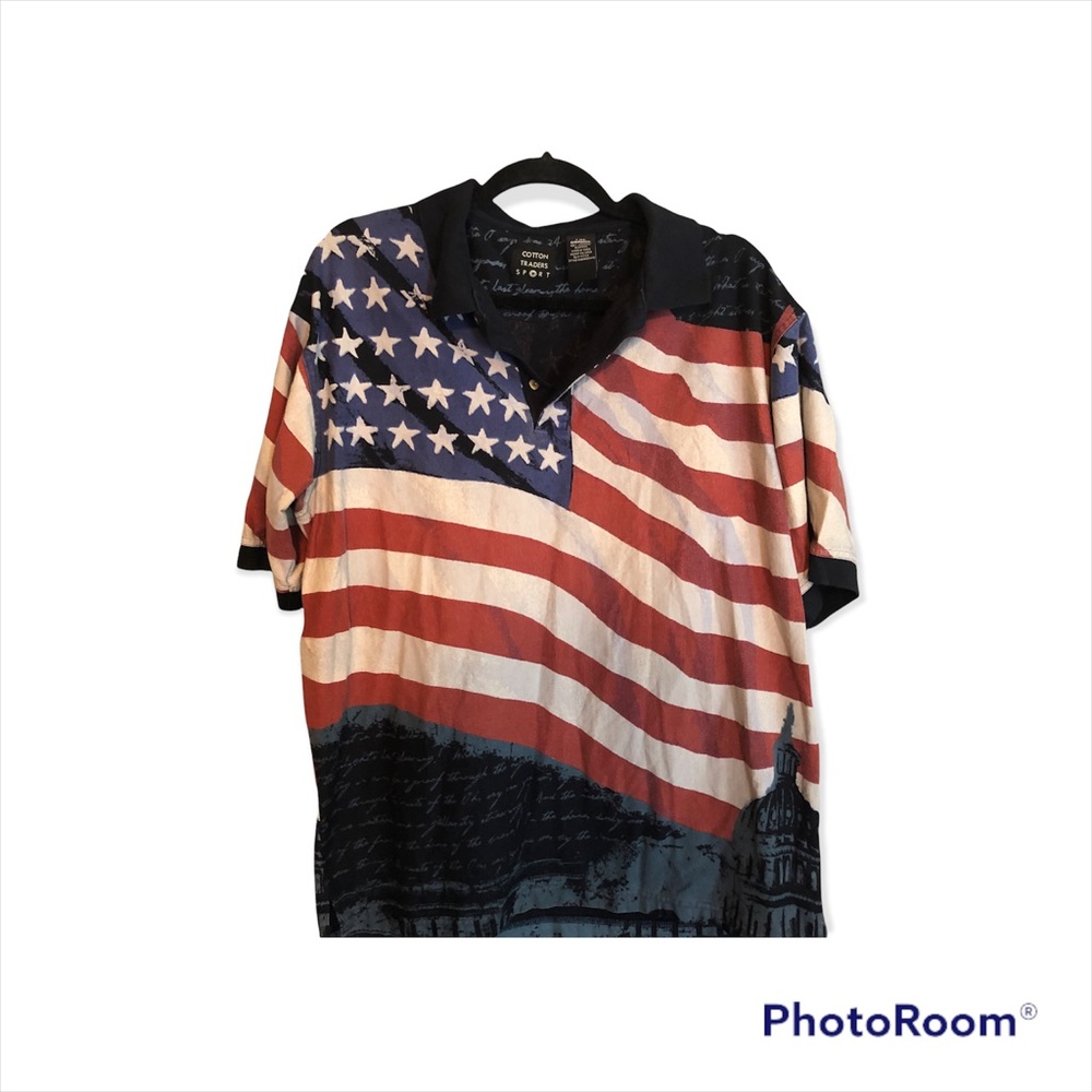 Men’s cotton Patriot traders India collar flag shirt
